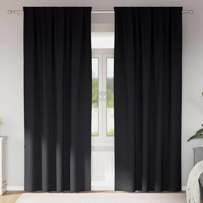 Tende Blackout con Anelli 2 pcs Nero 225 x 140 cm Poliestere | homemem39
