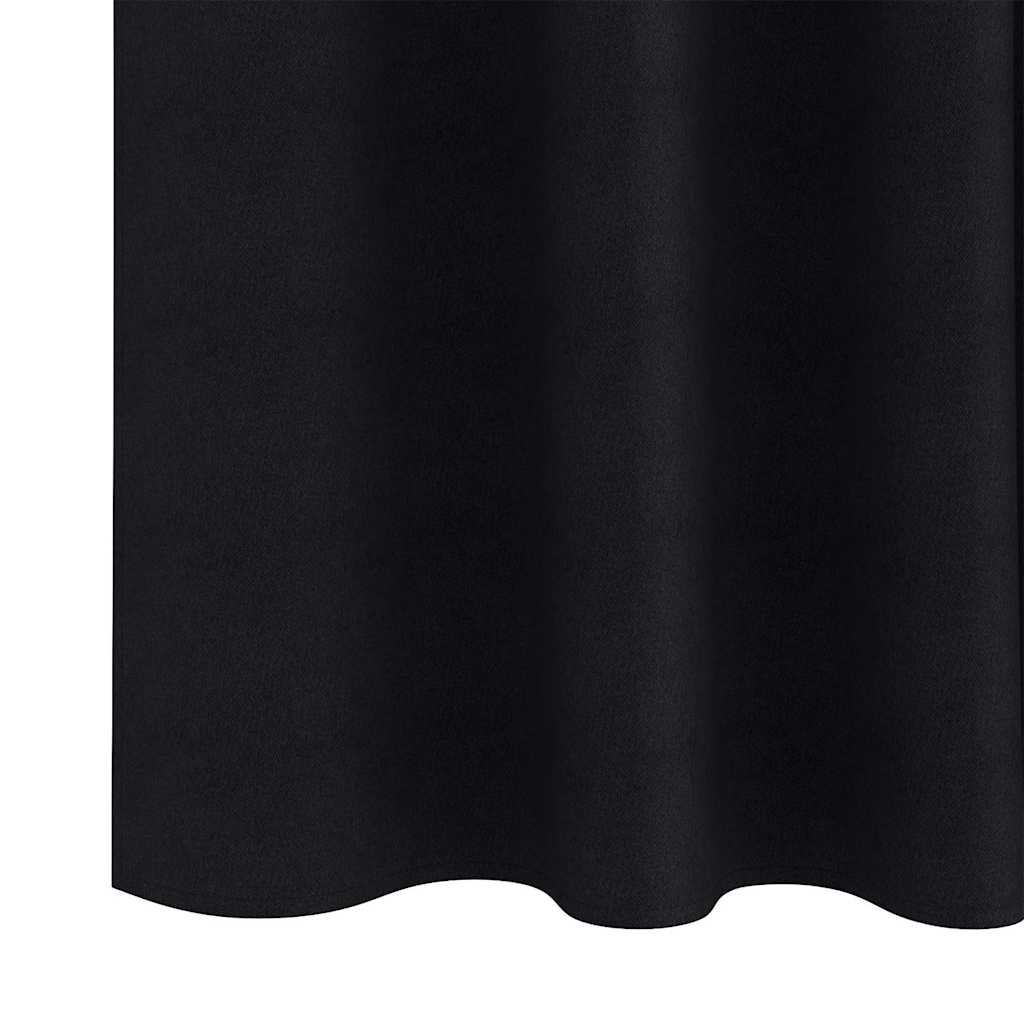 Tende Blackout con Anelli 2 pcs Nero 245 x 140 cm Poliestere | homemem39