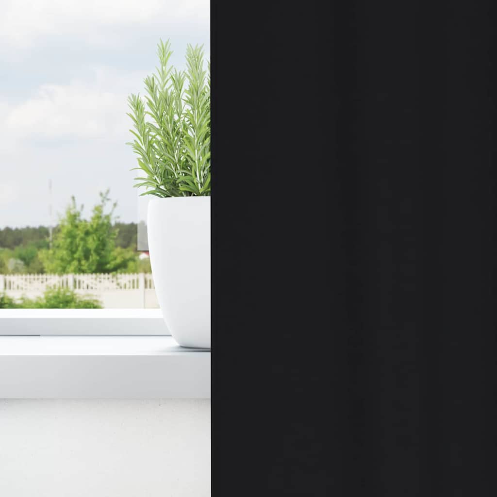Tende Blackout con Anelli 2 pcs Nero 245 x 140 cm Poliestere | homemem39