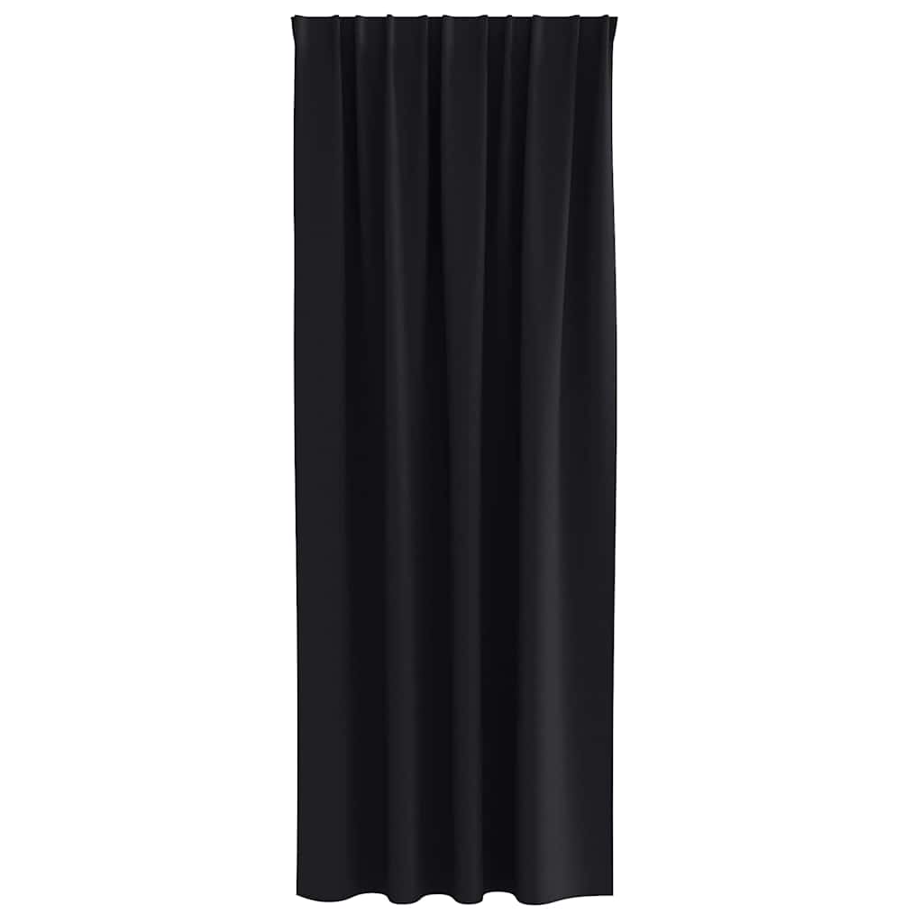 Tende Blackout con Anelli 2 pcs Nero 245 x 140 cm Poliestere | homemem39