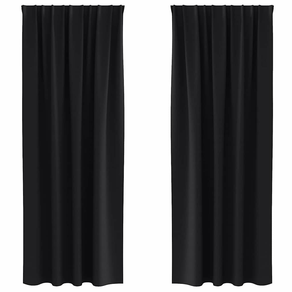 Tende Blackout con Anelli 2 pcs Nero 260 x 140 cm Poliestere | homemem39