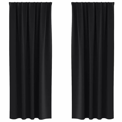 Tende Blackout con Anelli 2 pcs Nero 260 x 140 cm Poliestere | homemem39