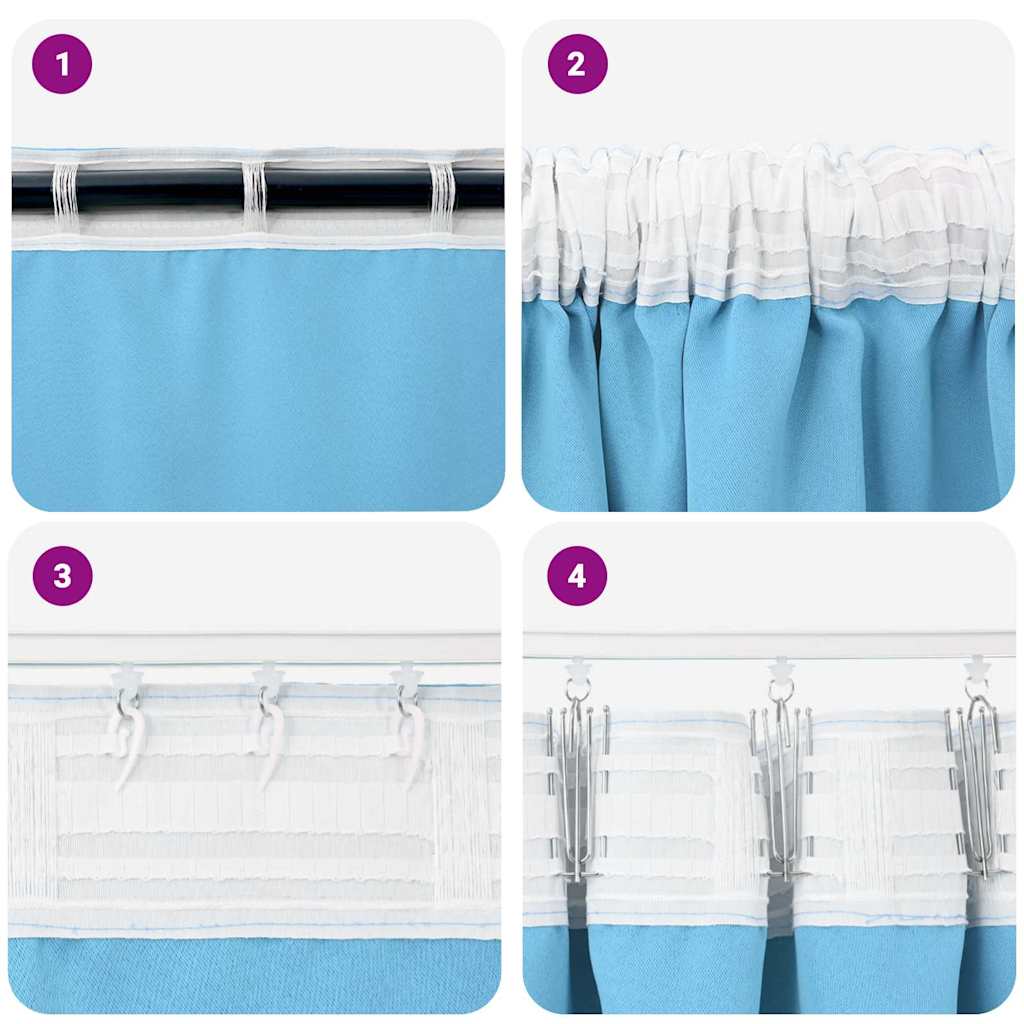 Tende Blackout con Anelli 2 pcs Blu Chiaro 245 x 140 cm | homemem39