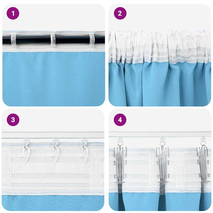 Tende Blackout con Anelli 2 pcs Blu Chiaro 260 x 140 cm | homemem39