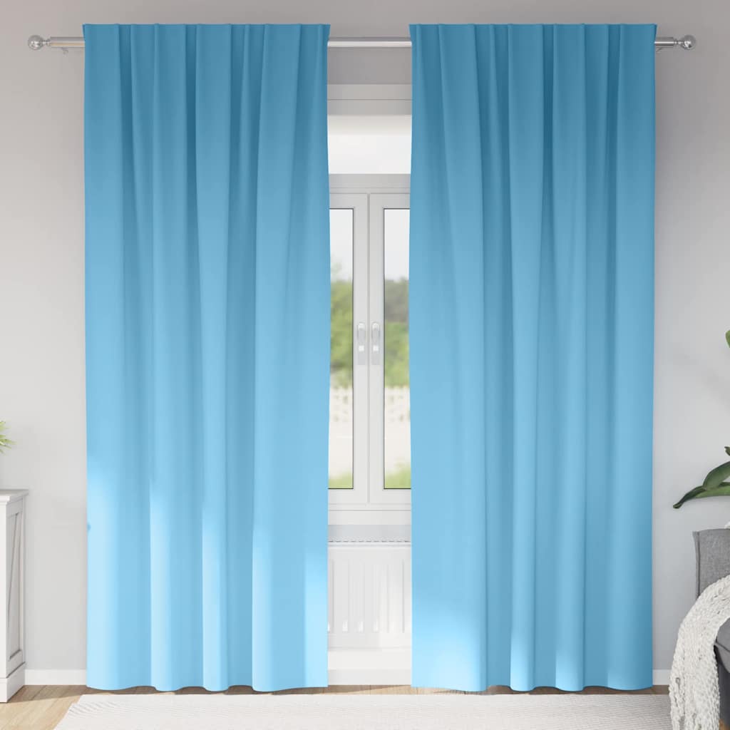 Tende Blackout con Anelli 2 pcs Blu Chiaro 260 x 140 cm | homemem39