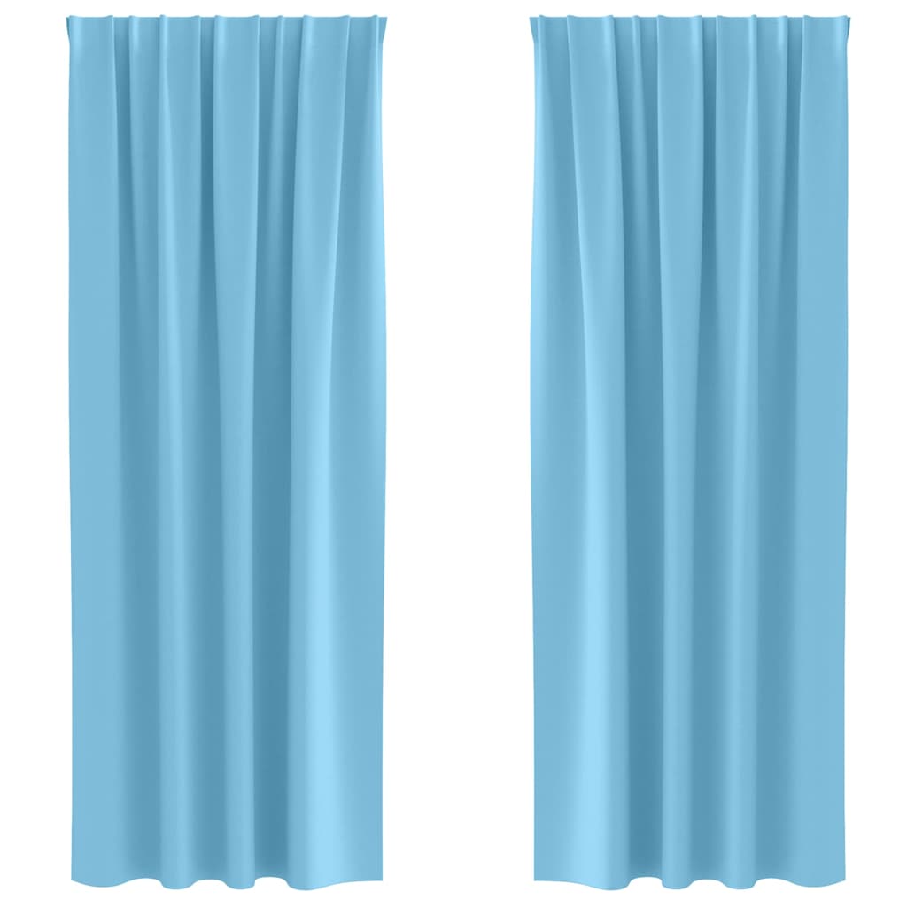 Tende Blackout con Anelli 2 pcs Blu Chiaro 260 x 140 cm | homemem39