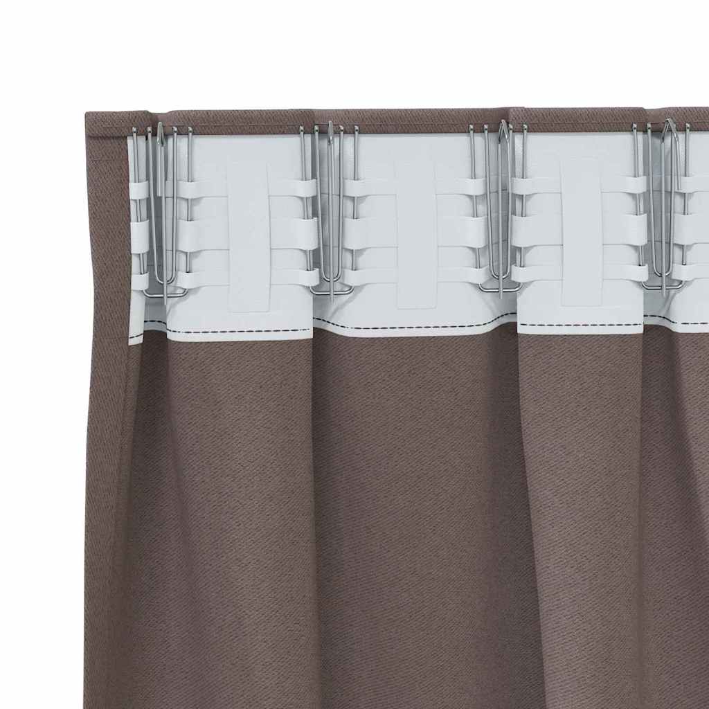 Tende Blackout con Anelli 2 pcs Marrone Scuro 175 x 140 cm | homemem39