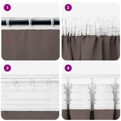Tende Blackout con Anelli 2 pcs Marrone Scuro 175 x 140 cm | homemem39