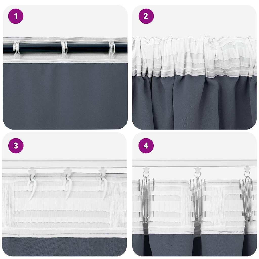 Tende Blackout con Anelli 2 pcs Antracite 225 x 140 cm | homemem39