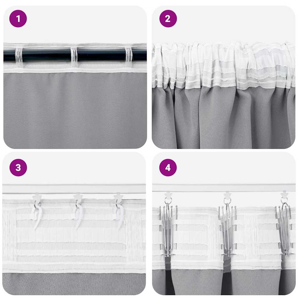 Tende Blackout con Anelli 2 pcs Grigio chiaro 245 x 140 cm | homemem39