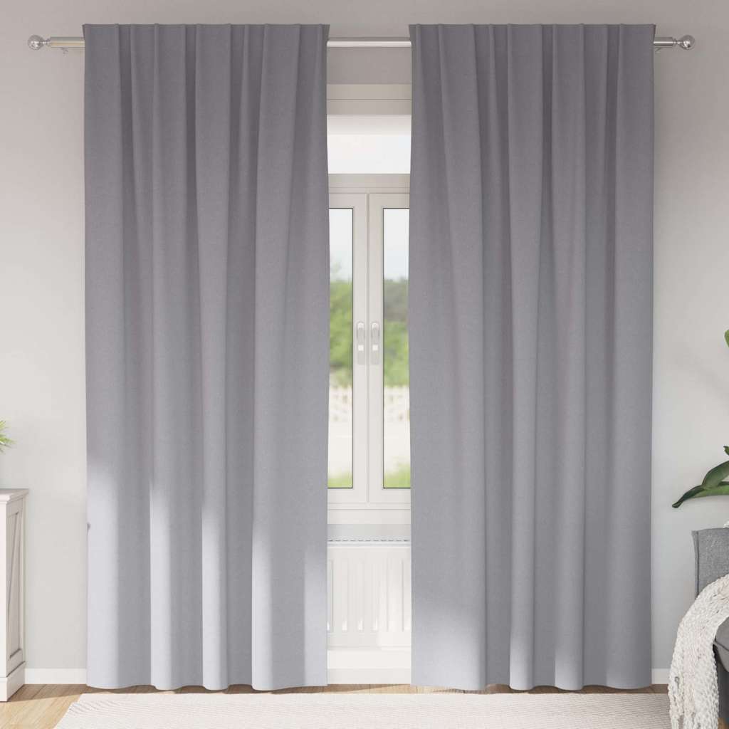 Tende Blackout con Anelli 2 pcs Grigio chiaro 245 x 140 cm | homemem39