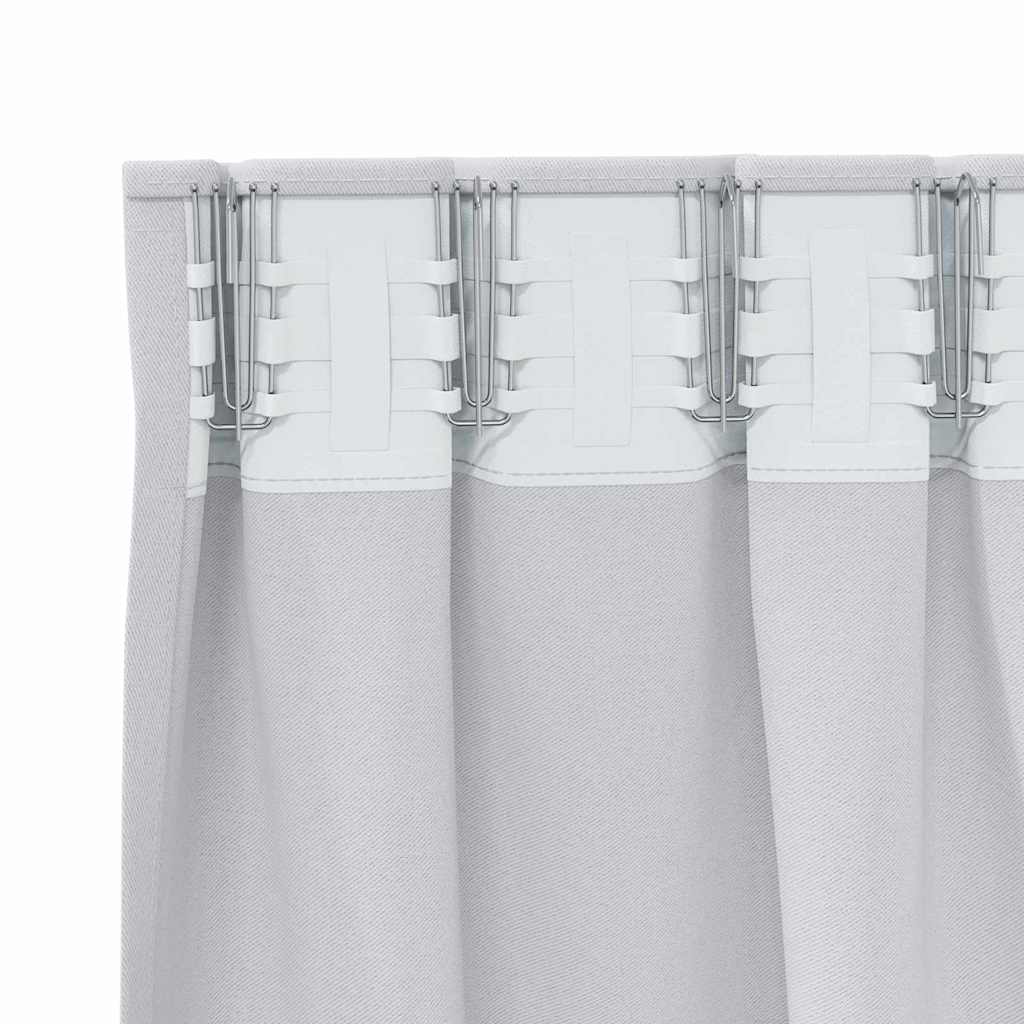 Tende Blackout con Anelli 2 pcs Grigio Chiaro 140 x 140 cm | homemem39