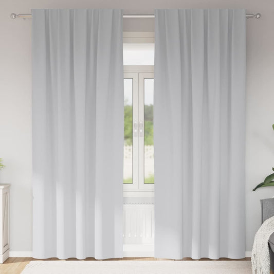 Tende Blackout con Anelli 2 pcs Grigio Chiaro 245 x 140 cm