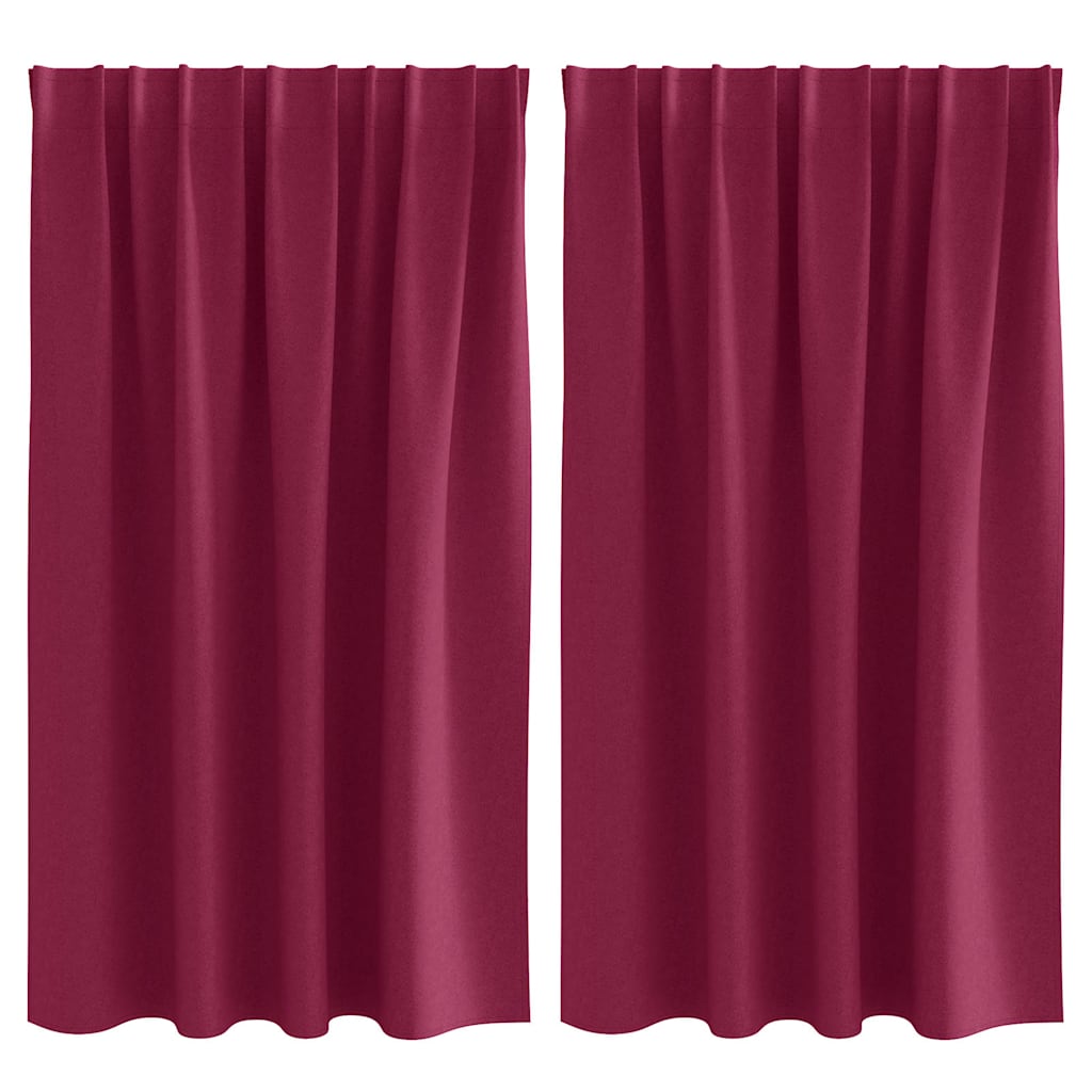 Tende Blackout con Anelli 2 pcs Rosso Vino 140 x 140 cm | homemem39