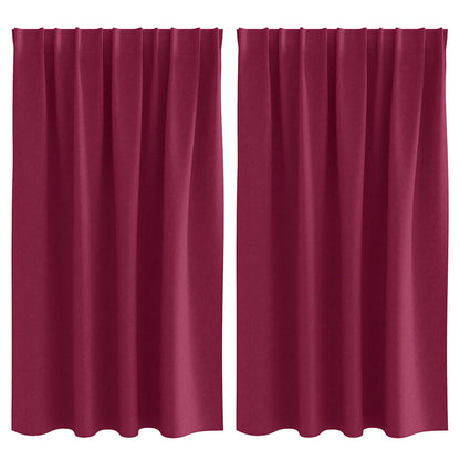 Tende Blackout con Anelli 2 pcs Rosso Vino 140 x 140 cm | homemem39