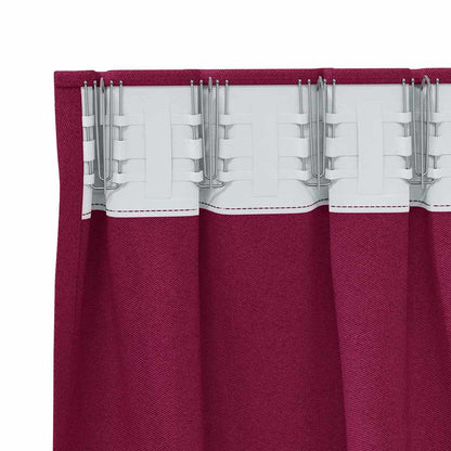 Tende Blackout con Anelli 2 pcs Rosso Vino 225 x 140 cm | homemem39
