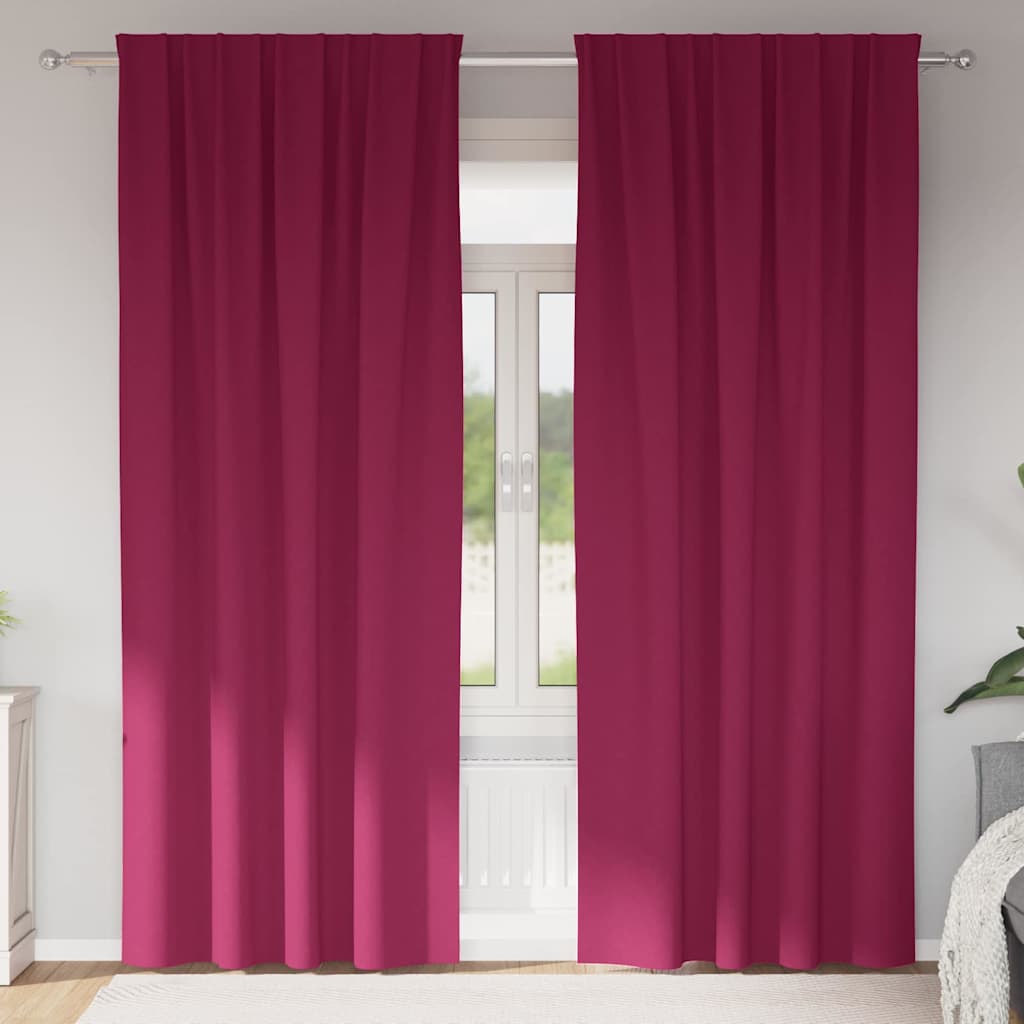 Tende Blackout con Anelli 2 pcs Rosso Vino 225 x 140 cm | homemem39