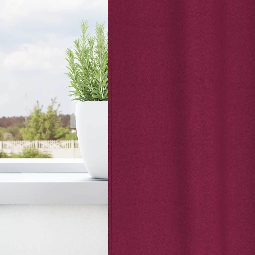 Tende Blackout con Anelli 2 pcs Rosso Vino 245 x 140 cm | homemem39