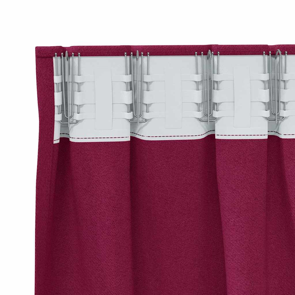 Tende Blackout con Anelli 2 pcs Rosso Vino 260 x 140 cm | homemem39