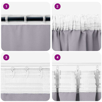 Tende Blackout con Anelli 2 pcs Grigio Metallico 245 x 140 cm | homemem39