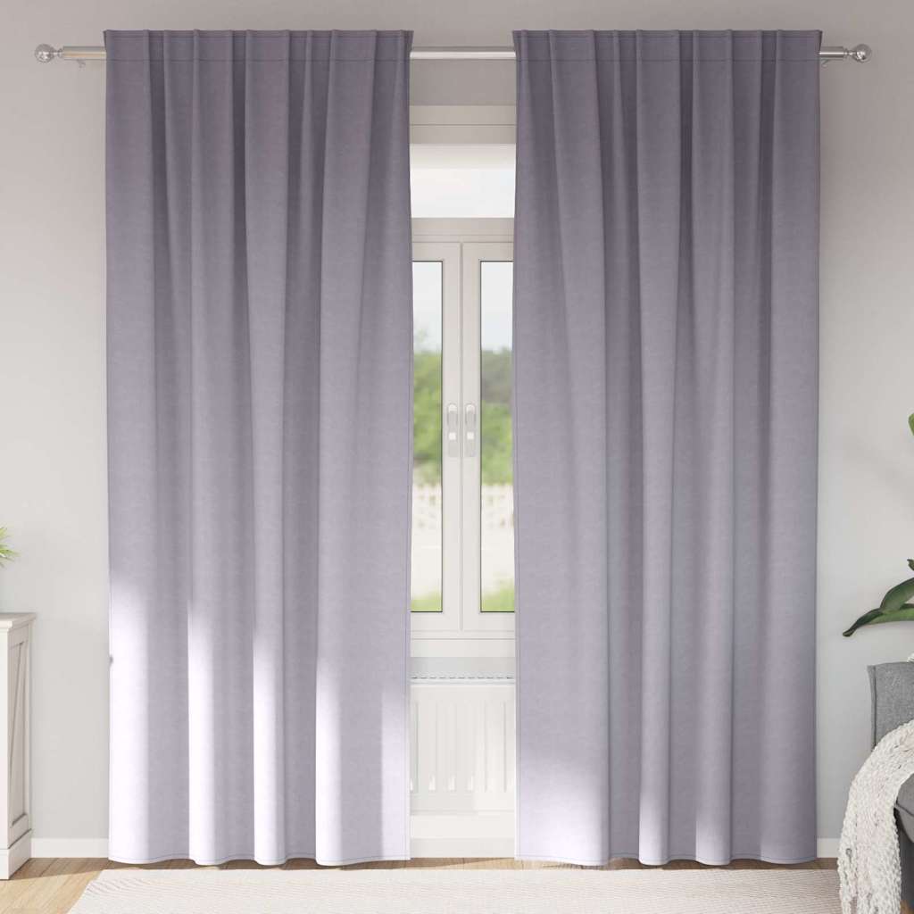 Tende Blackout con Anelli 2 pcs Grigio Metallico 245 x 140 cm | homemem39