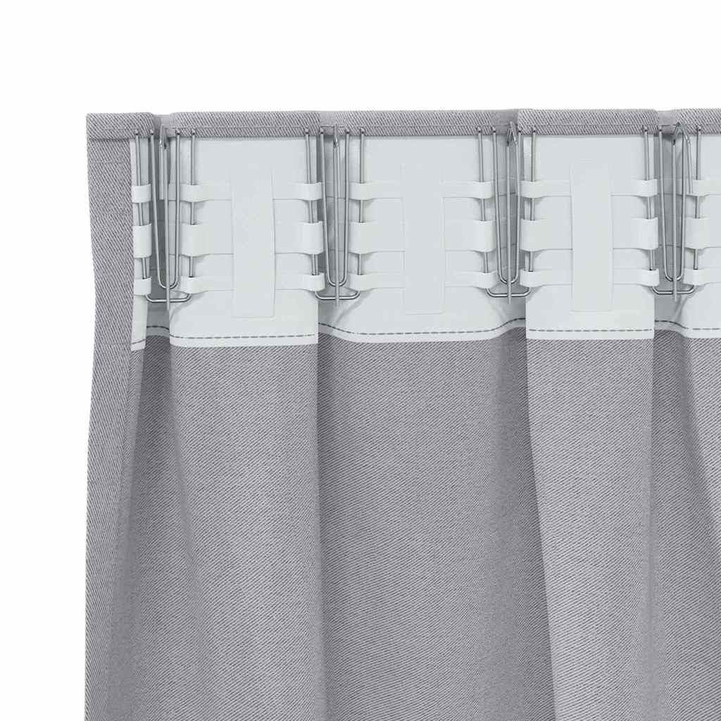 Tende Blackout con Anelli 2 pcs Grigio Metallico 260 x 140 cm | homemem39