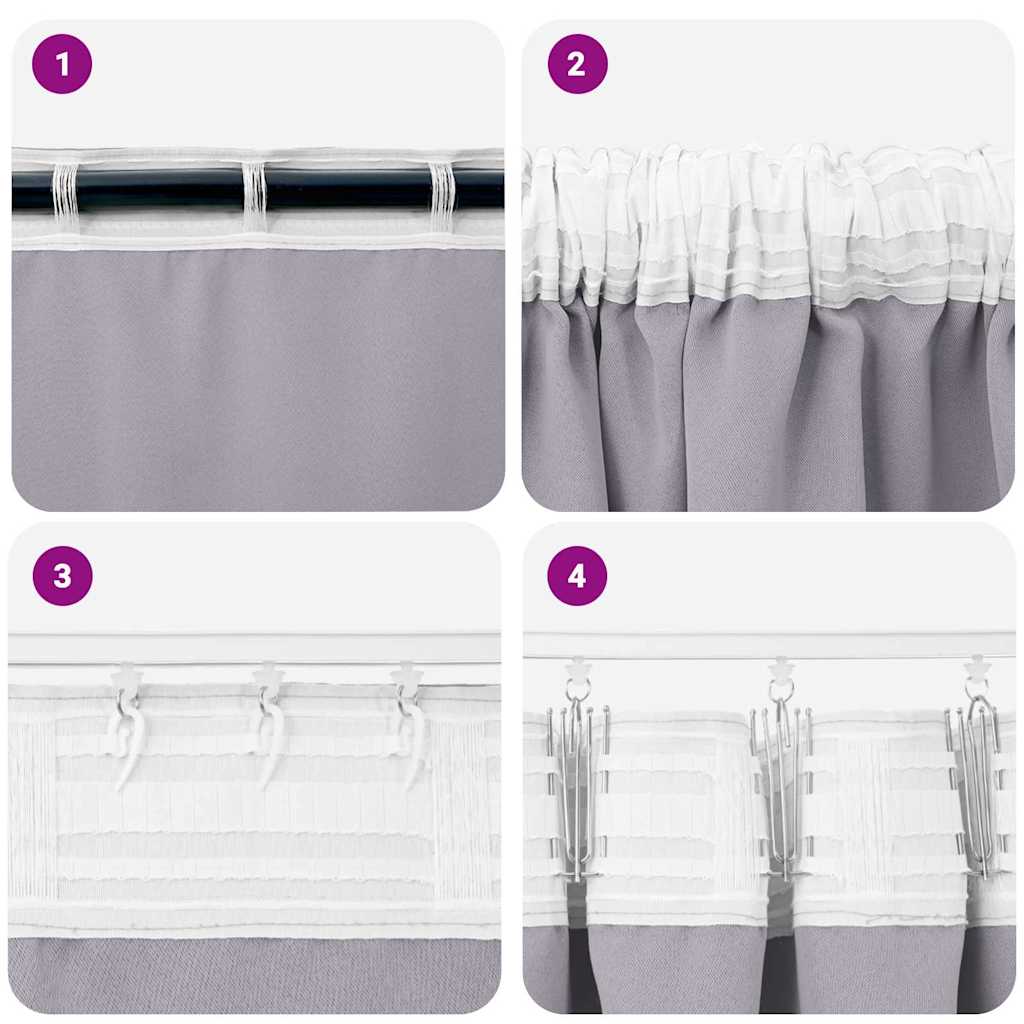 Tende Blackout con Anelli 2 pcs Grigio Metallico 260 x 140 cm | homemem39