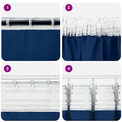 Tende Blackout con Anelli 2 pcs Blu Scuro 140 x 140 cm | homemem39