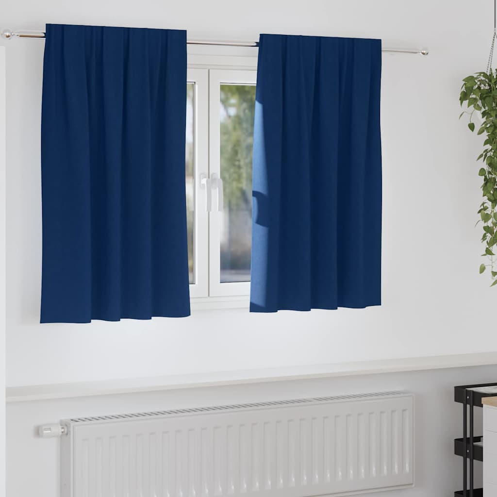 Tende Blackout con Anelli 2 pcs Blu Scuro 140 x 140 cm | homemem39