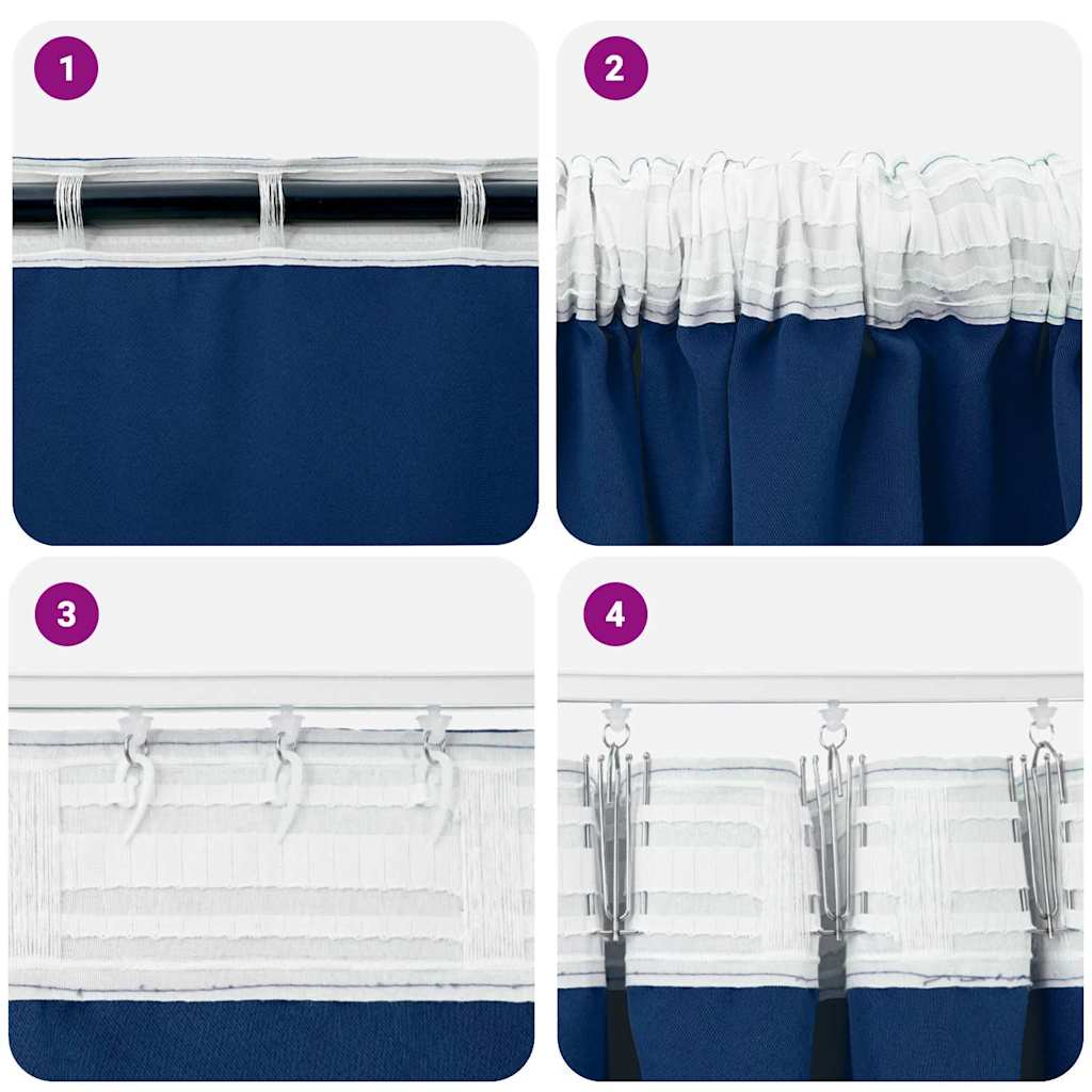 Tende Blackout con Anelli 2 pcs Blu Scuro 175 x 140 cm | homemem39