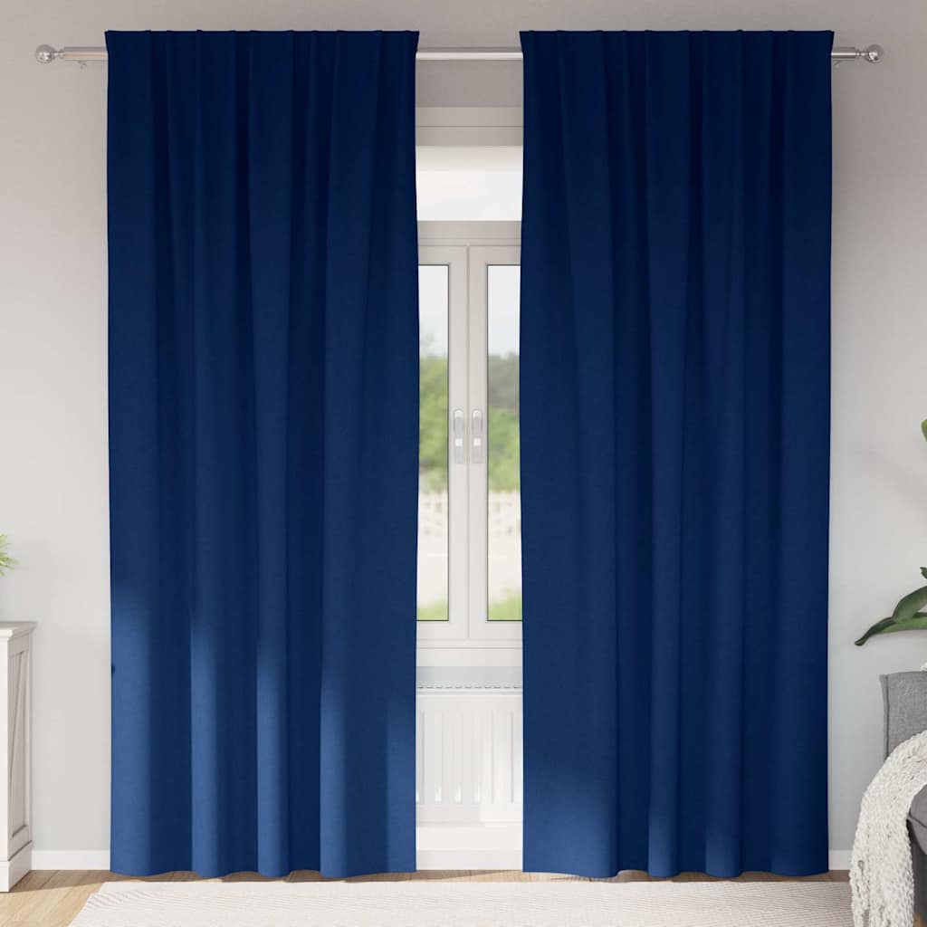Tende Blackout con Anelli 2 pcs Blu Scuro 245 x 140 cm | homemem39
