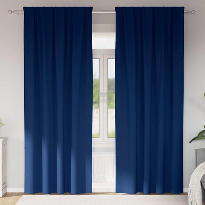 Tende Blackout con Anelli 2 pcs Blu Scuro 260 x 140 cm | homemem39
