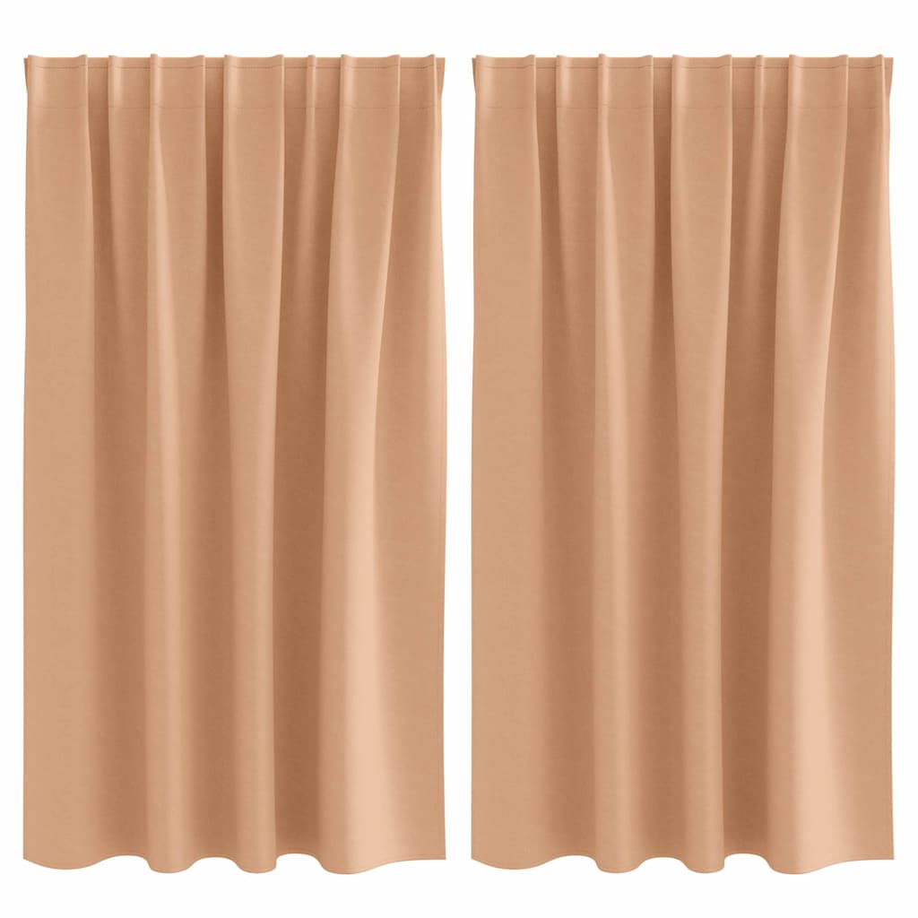 Tende Blackout con Anelli 2 pcs Marrone Chiaro 140 x 140 cm | homemem39