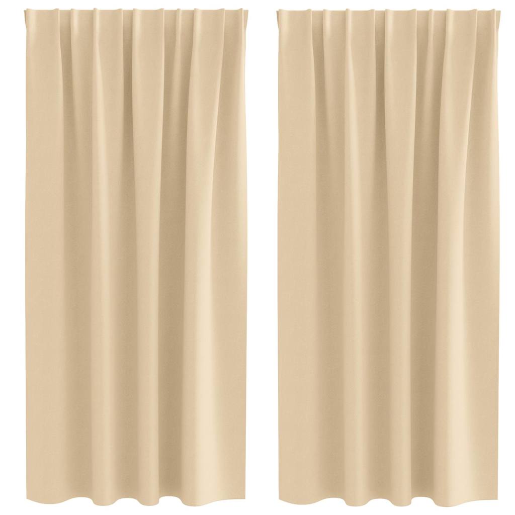 Tende Blackout con Anelli 2 pcs Crema 175 x 140 cm Poliestere | homemem39