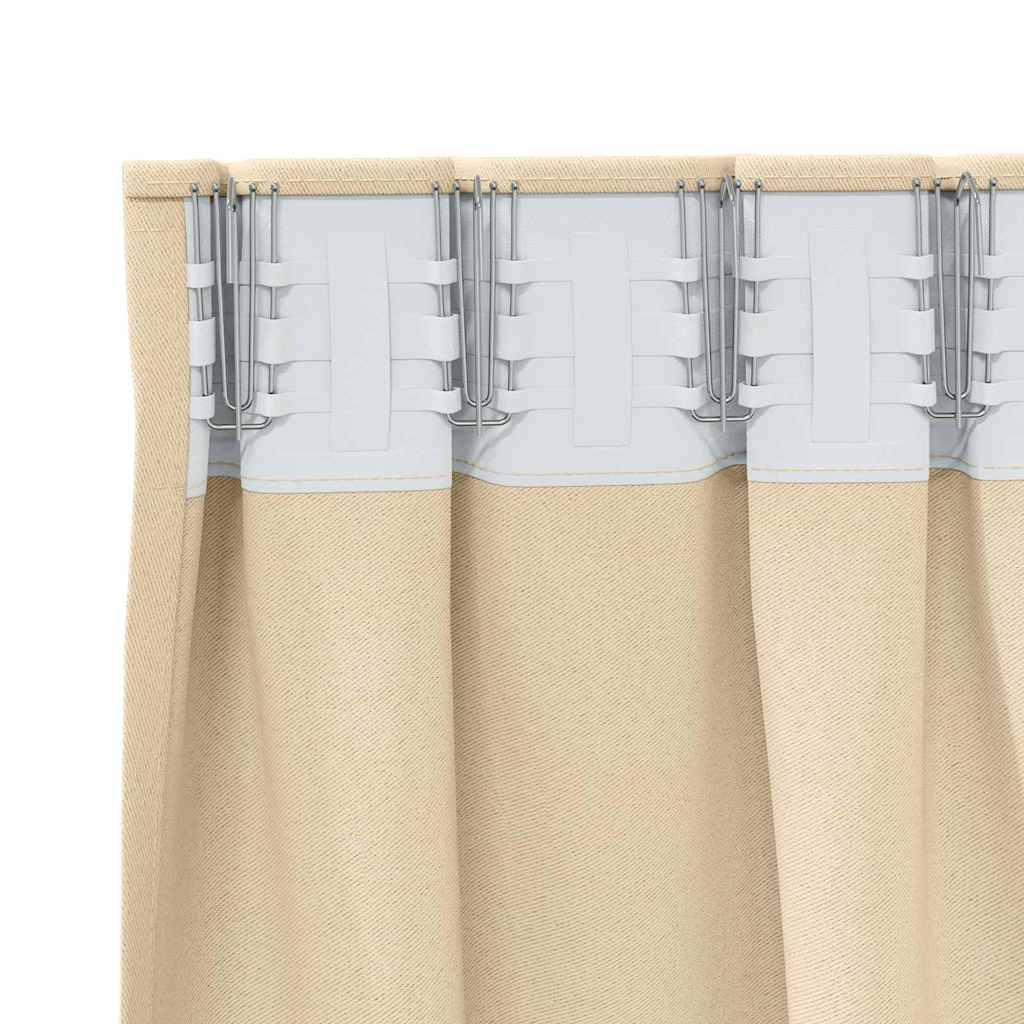 Tende Blackout con Anelli 2 pcs Crema 225 x 140 cm Poliestere | homemem39