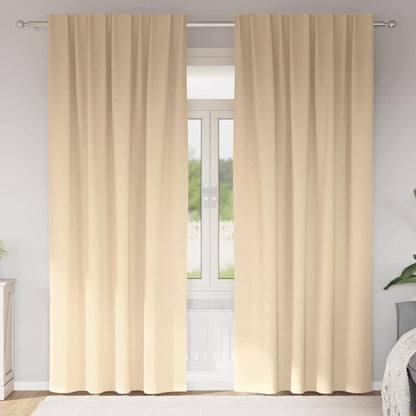 Tende Blackout con Anelli 2 pcs Crema 225 x 140 cm Poliestere | homemem39