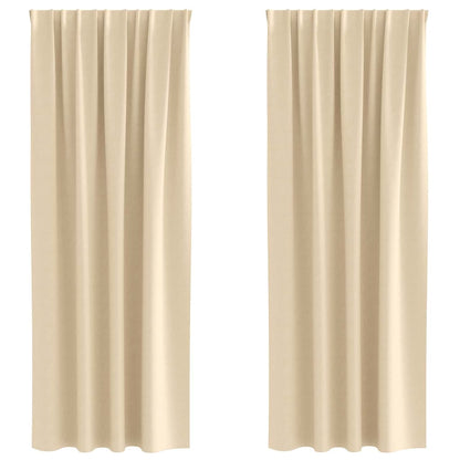 Tende Blackout con Anelli 2 pcs Crema 225 x 140 cm Poliestere | homemem39