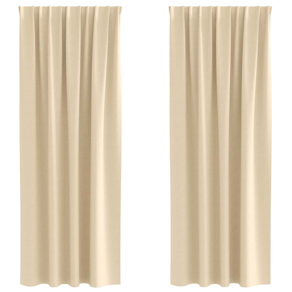 Tende Blackout con Anelli 2 pcs Crema 245 x 140 cm Poliestere | homemem39