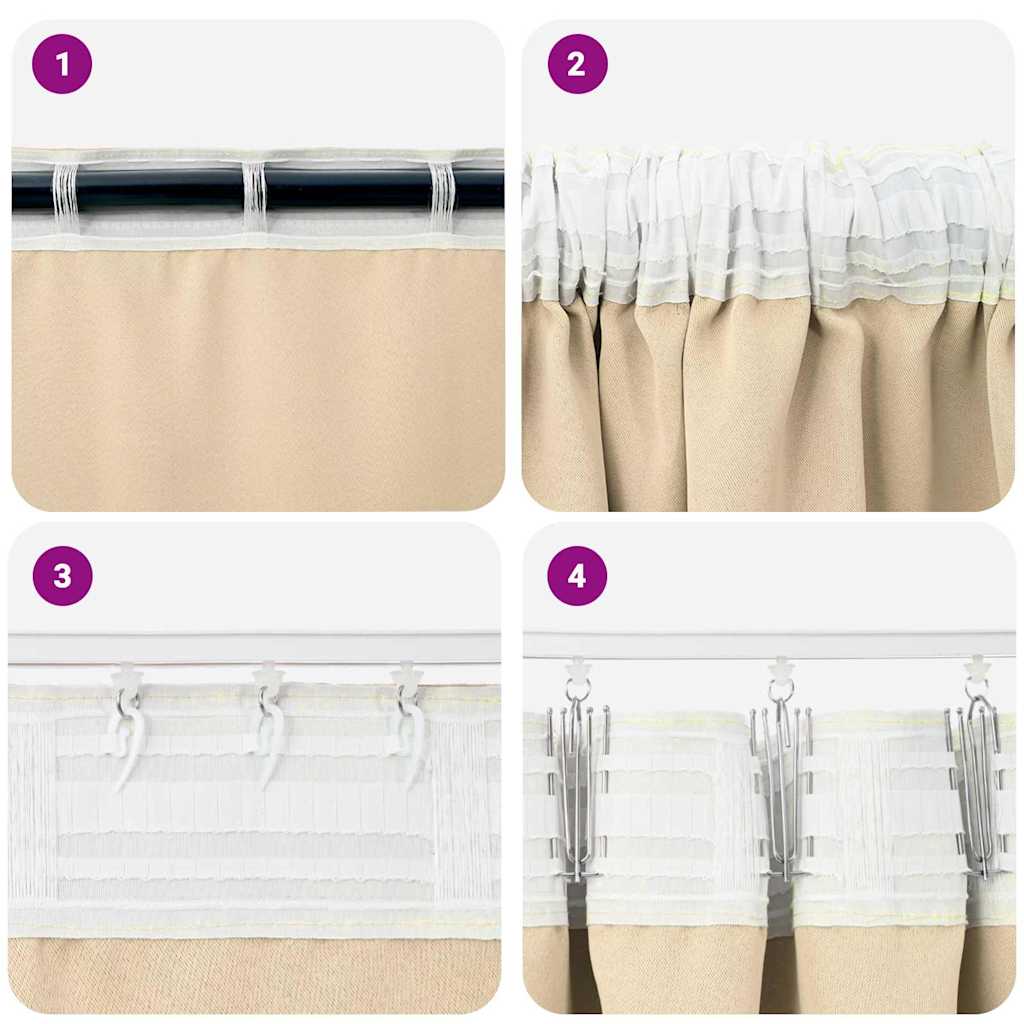 Tende Blackout con Anelli 2 pcs Crema 260 x 140 cm Poliestere | homemem39