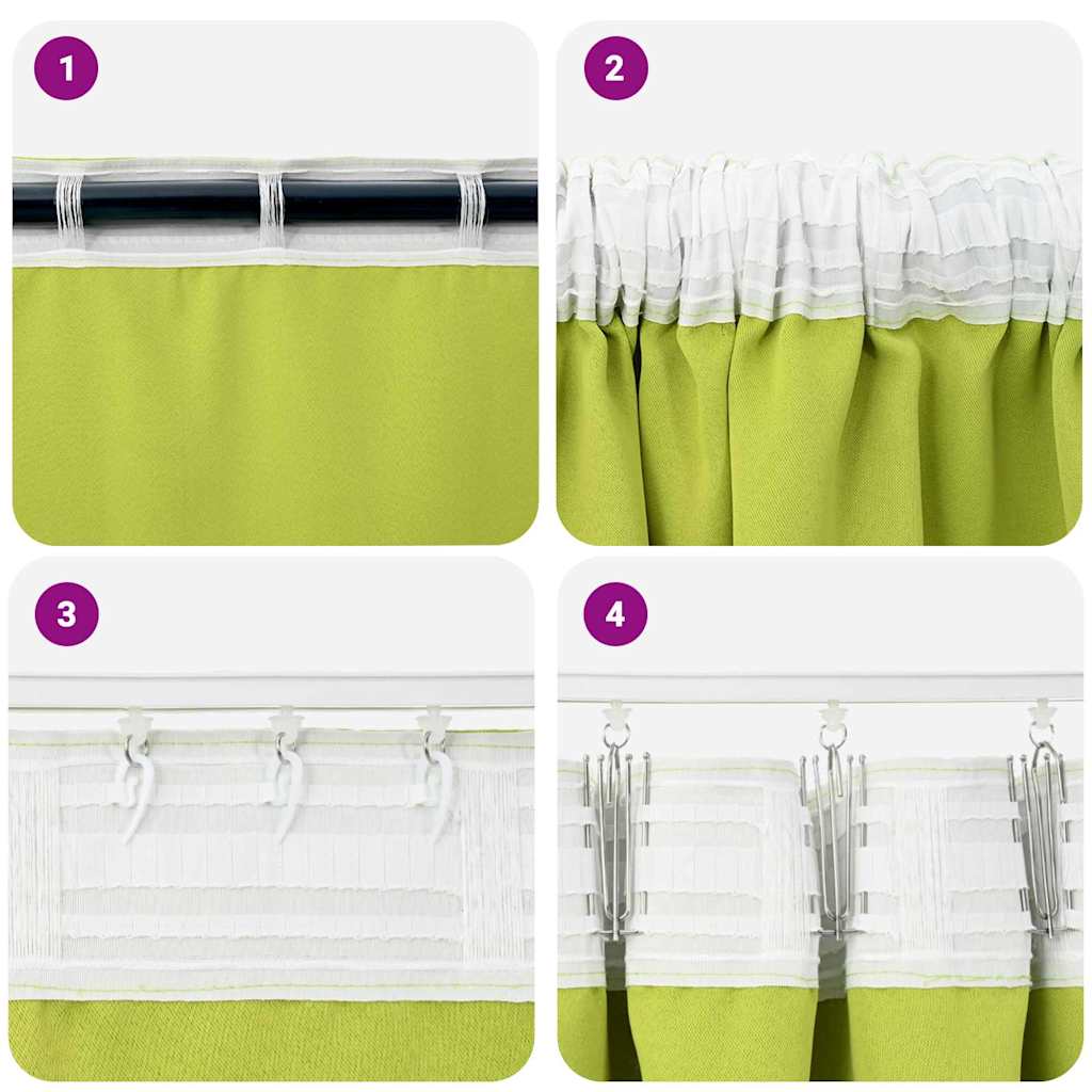 Tende Blackout con Anelli 2 pcs Verde 260 x 140 cm Poliestere | homemem39