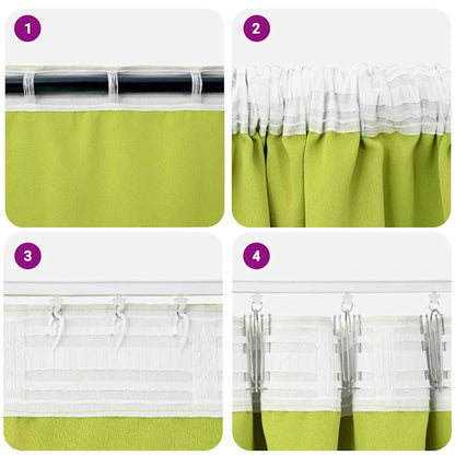 Tende Blackout con Anelli 2 pcs Verde 260 x 140 cm Poliestere | homemem39