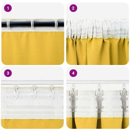Tende Blackout con Anelli 2 pcs Giallo senape 140 x 140 cm | homemem39