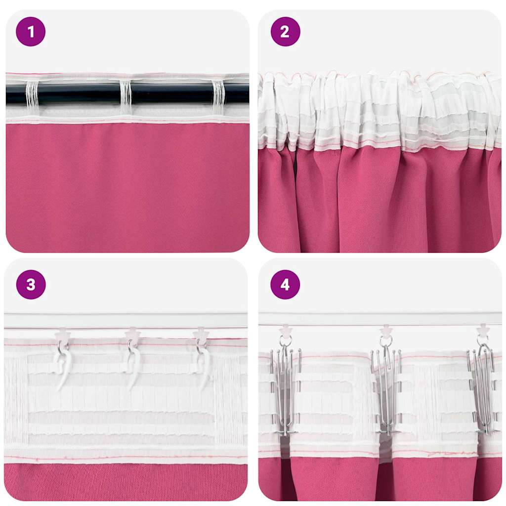 Tende Blackout con Anelli 2 pcs Rosa Vivo 225 x 140 cm | homemem39