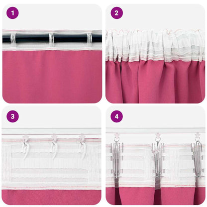 Tende Blackout con Anelli 2 pcs Rosa Vivo 225 x 140 cm | homemem39