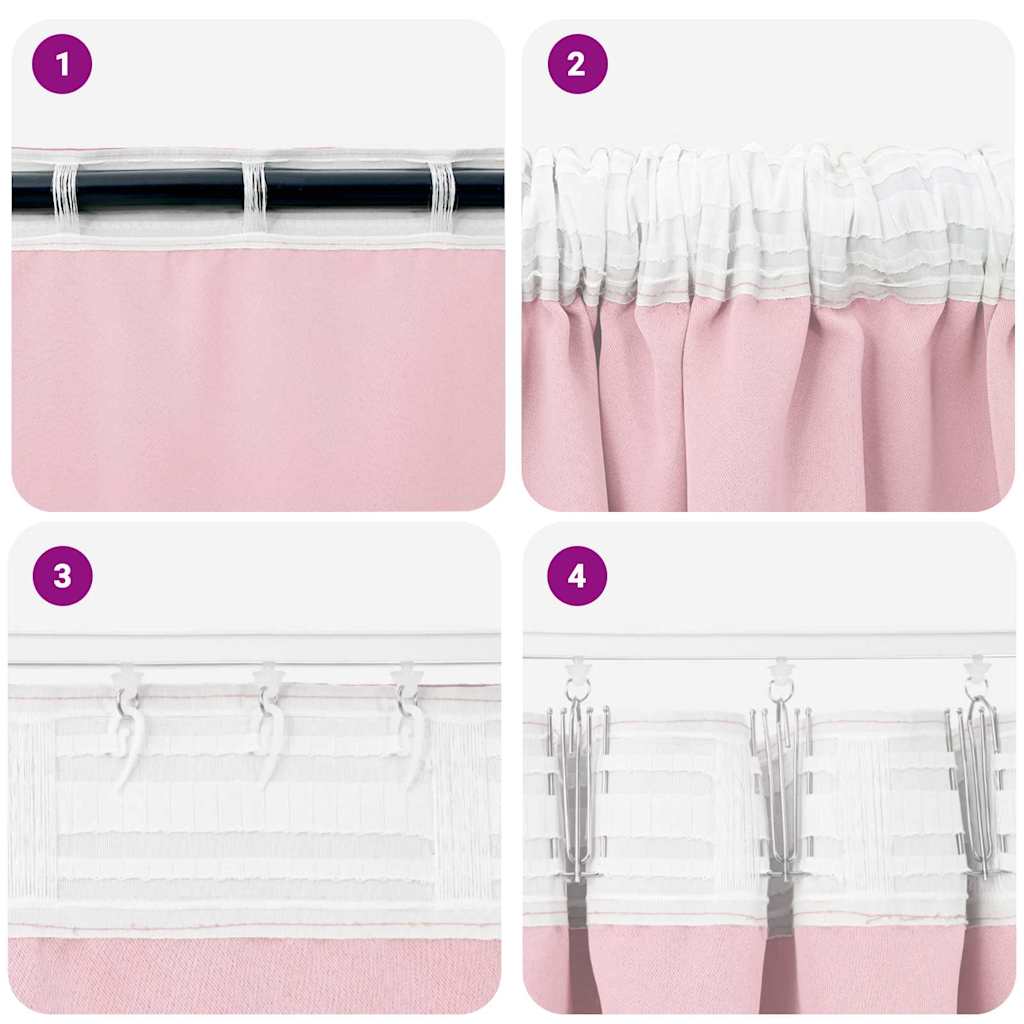 Tende Blackout con Anelli 2 pcs Rosa baby 245 x 140 cm | homemem39