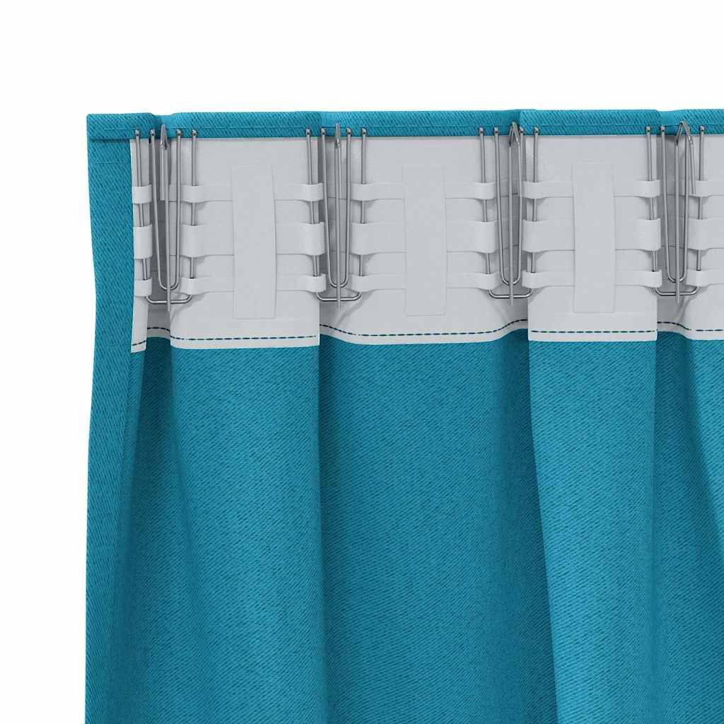 Tende Blackout con Anelli 2 pcs Turchese 140 x 140 cm | homemem39