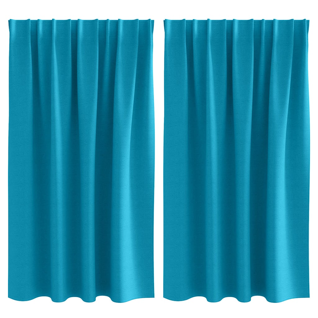 Tende Blackout con Anelli 2 pcs Turchese 140 x 140 cm | homemem39