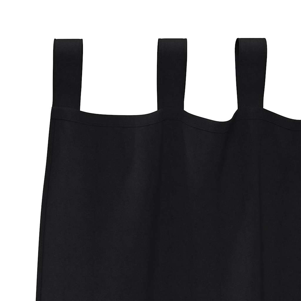 Tende Blackout con Anelli 2 pcs Nero 140 x 140 cm Poliestere | homemem39