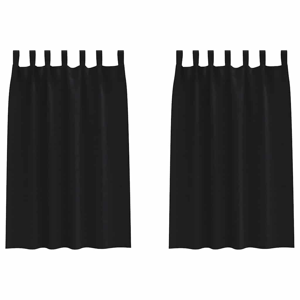 Tende Blackout con Anelli 2 pcs Nero 175 x 140 cm Poliestere | homemem39
