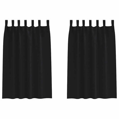 Tende Blackout con Anelli 2 pcs Nero 175 x 140 cm Poliestere | homemem39